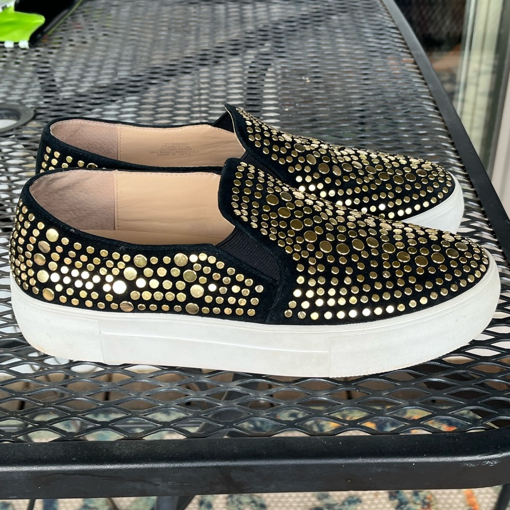 Vince Camuto Gold Studded Slip-On Sneakers Size 7.5